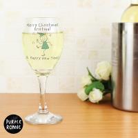 Personalised Purple Ronnie Christmas Elf Wine Glass Extra Image 2 Preview